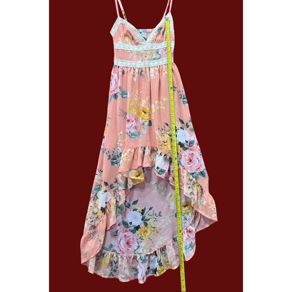 Rue 21 - Women's Summer Sleeveless High Low Hem Ruffle Floral Dress - Pink - XXS - Picture 7 of 16